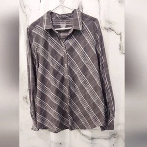 Chico’s Gray and White Plaid Blouse - XL (3)